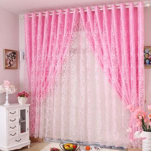 Rideau princesse, produits finis réels, impression floquée rose rustique, rideaux transparents en Organza personnalisés pour fenêtre