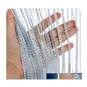 Rideau Brillant Gland Sier Ligne Chaîne 100X200Cm Paillettes Frange Salon Diviseur De Mariage Diy Mode Valance Décoration De La Maison Goutte Otfkw