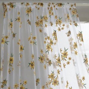 Cortina de flores simples, cortinas transparentes bordadas elegantes para sala de estar, cocina, dormitorio de niños