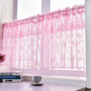 Rideau solide dentelle court Tulle rideaux pour cuisine salle de bain café blanc rose violet fenêtre cantonnière prêt à l'emploi décor de dépistage