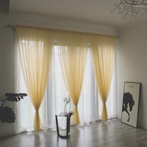 Rideau fenêtre couleur unie porte drapé salon cantonnières Micro-transparent léger gaze fournitures ménagères