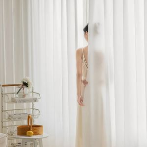 Curtain YanYangTian Window Chiffon Shading Tulle for Living Room Bedroom Waterproof Punch Curtains Hook Partition 231010