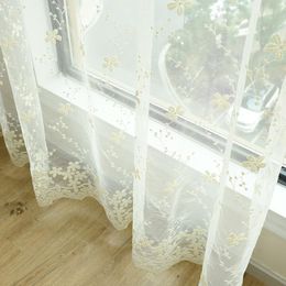 Rideaux brodés en dentelle pour chambre à coucher, transparent, élégant, Organza Floral, traitement de fenêtre française délicat, Tenda Wp058c