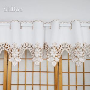 Rideaux style pastoral européen demi-tube rideau pour salon avec décor brodé tenda cortinas floridas SP5765