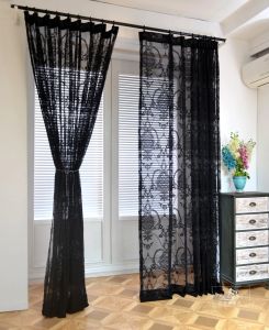 Rideaux Rideaux transparents noirs unis européens pour chambre à coucher, salon, rideaux en dentelle noire de qualité supérieure, tissus de fond de décoration de la maison