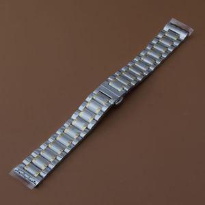 Bracelets de montre à extrémités incurvées pour remplacement, bracelet de montre en acier inoxydable, maillons solides, couleur argent et or 14 15 16 17 18 19 22681