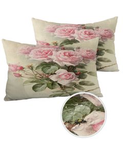 Coussin/décoratif extérieur housse de coussin imperméable à l'eau Rose fleur Rose Vintage housse de couverture pour canapé voiture décoration de la maison