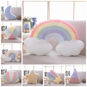 Coussin/oreiller décoratif 27 coussin de dos doux en peluche dessin animé nuage lune étoile colline forme de coquille jeter canapé mignon pour les cadeaux d'anniversaire d'enfants