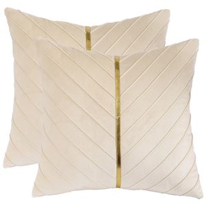 Coussin oreiller décoratif 2 pièces housses de jet en velours 18x18 paquet de 2 avec taie d'oreiller de canapé décorative en cuir doré luxe moderne 231128