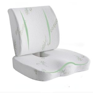 Cojín/almohada decorativa Tela de fibra de bambú Espuma viscoelástica Cojín trasero Conjunto de combinación de asiento Silla de oficina Alivio para el dolor de coxis