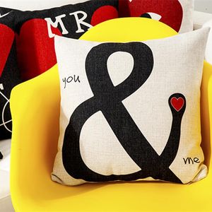 Cojín/almohada decorativa moda amor funda decorativa rojo negro letra impresa funda de cojín decoración del hogar Cojines Decorativos Para sofá