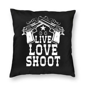 Cojín decorativo almohada de lujo Live Love Throw funda decorativa personalizada EE. UU. pistola funda de cojín 40x40cm funda de almohada para L242l