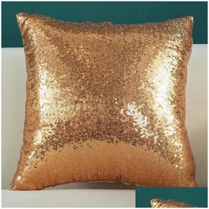 Coussin / Oreiller décoratif Party Shining Paillettes Sham Sparkly Golden Festival Coussin décoratif Case Deco Er pour Drop Delivery Home Otoit