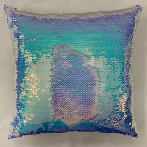 Cojín decorativo almohada Reversible iridiscente lentejuelas funda de cojín sofá hogar mágico cambio de Color sirena funda de almohada 230616