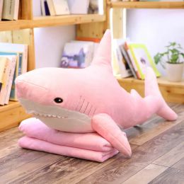 Coussins 60140cm Giant Russia Shark de Ike un oreiller de requin rose en peluche Jouets en peluche Big Sofa Cushion pour les filles Cadeau de Noël