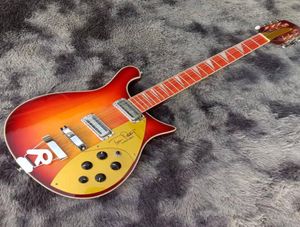 Guitarra personalizada modelo 620 de 12 cuerdas Cherry Sunburst 21 trastes Cuerpo de una pieza Dos tostadoras RIC Signature Guitar8164765