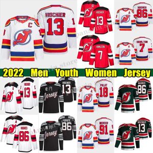 Custom 13 Nico Hischier Reverse rétro Retro Hockey Jersey # 86 Jack Hughes Devils # 7 Dougie Hamilton Ondrej Palat Damon Severson Miles Wood Martin B