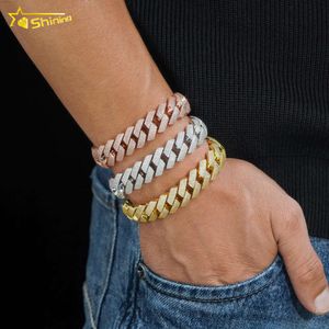 Bracelets personnalisés en chaîne à maillons cubains de 15mm, plaqué or 18 carats, argent certifié Vvs Gra, diamants de laboratoire Moissanite glacés pour hommes