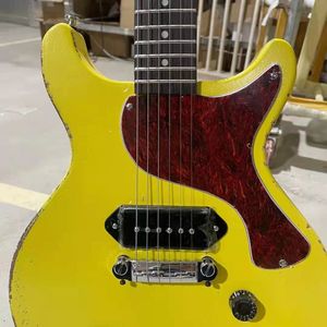 Custom 1959 Junior DC TV TV Yellow Cream Relic Electric Guitar One Piece Mahogany Body Neck, Wrap Around Tailpied, P-90 Dog Ear Pickup à droite