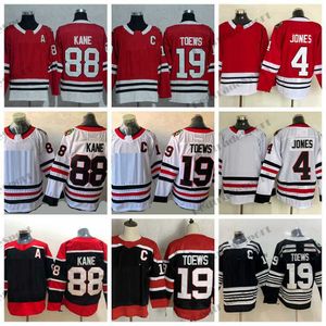 Custom 2021 Reverse retro 19 Jonathan Toews Jerseys de hockey 88 Patrick Kane 4 Seth Jones Home Home Red Winter Classic C Black C Patch