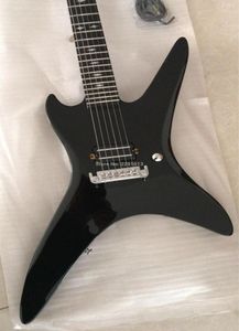 Custom 24 Trets Stealth Chuck Schuldiner Gloss Black Electric Guitar Ebony Diftonboard Wrap alrededor de un solo puente de cola Picku3905691