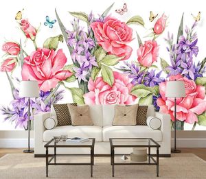 Papier peint 3D personnalisé de style européen de style européen fleurs fond mural Fond d'écran Salon Chambre à coucher Murs Stickers TV Backdrop Papel Pintado Pared Murals