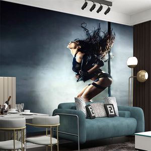 Papel pintado 3d personalizado papeles de pared hermosa bailarina de barra Sexy clásico sala de estar dormitorio decoración del hogar pintura Mural fondos de pantalla