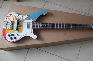 Guitare basse Rick 4003 personnalisée à 4 cordes, peinture multicolore, accessoires importés de sud-coréen de qualité supérieure