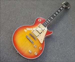Ace personnalisée Frehley Budokan Heritage Cherry Sunburst Relic Electric Guitar Little Pin Tone Pro Bridge White Pearl Banjo Grov6913860