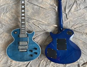 Alex Lifeson Custom Dark Blue Flame Maple Guitarra Eléctrica Guitarra tallada Axcess Neck Junk Corteut Floyd Rose Tremolo Cut Conto2723033