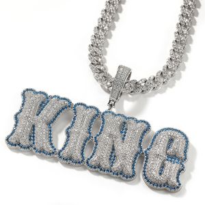 Collar personalizado con letras del alfabeto, colgante con nombre de Hip Hop, joyería ostentosa chapada en oro y plata