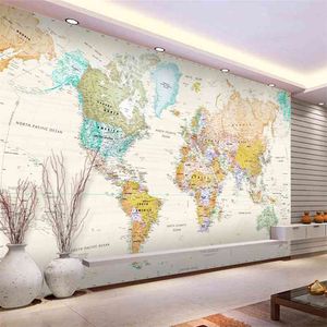 Personnalisé n'importe quelle taille murale papier peint 3D stéréo carte du monde fresque salon bureau étude décor intérieur papier peint papel de parede 3D 210722
