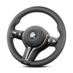 Funda negra personalizada para volante cosida a mano, interior de coche para BMW M3 M4 X5 m X6 m M6