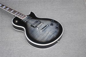 Custom black electric guitar, tiger maple top electric guitar oem LP guitar in China, free shipping