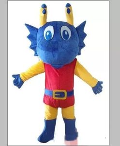 Costume de mascotte de dragon bleu personnalisé Taille adulte