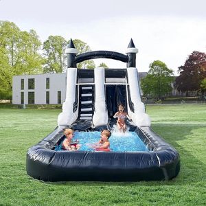 Casa de rebote inflable con temática comercial personalizada de 21 pies con tobogán y bola de agua Slide Slide Outdoor Bounce Castle 240403