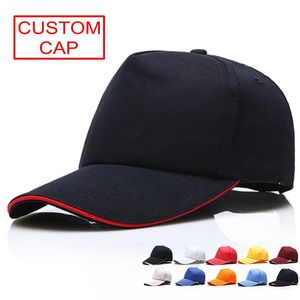 Algodón personalizado 5 paneles Gorra de béisbol lisa Logotipo de impresión de bordado Todos los colores disponibles Sombrero de correa ajustable Adulto Verano Visera en blanco