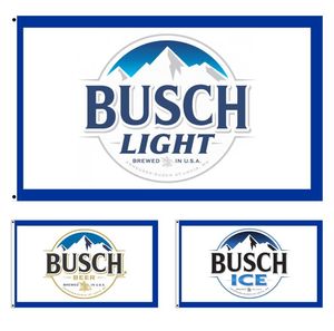 Impression numérique personnalisée 3x5 pieds 90x150cm Busch Light Ice Bud Bier Drapeau pour l'homme Cave Pub Ban Banner Decoration Funny College Dorm B7098502