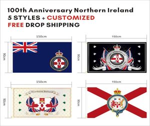 Impression numérique personnalisée 3x5 pieds 19212021 Drapeau de l'Irlande du Nord 100e anniversaire Ni UK Ulster Bannière de célébration britannique pour intérieur Ou1190623
