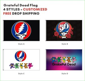 Impresión digital personalizada Popular Grateful Dead Dancing Bears Bandera 3x5 pies Interior al aire libre Rock Banner Casa decorativa Banderas Banner7104444845