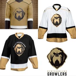 CUSTOM ECHL Newfoundland Growlers New Third Jersey Custom Hombres Mujeres Jóvenes Local Visitante Hockey Jersey Oro Blanco Negro