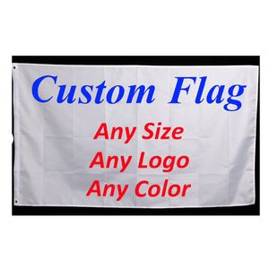 Banderas personalizadas 3x5ft Banners 100% Poliéster Impreso digitalmente para interiores y exteriores Promoción publicitaria de alta calidad con ojales de latón
