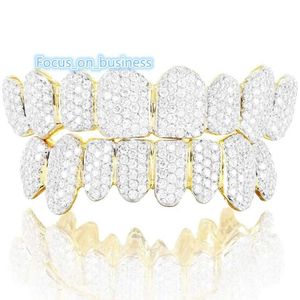 VVS VVS chapado en oro personalizado MOISSANITE GRILLZ Honeycomb en redondo Corte brillante 925 Joyas de parrilla fina de plata para dientes