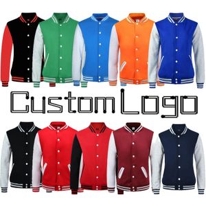 Custom GREY SLEEVE Plain Women Team Uniform Coat College Chaqueta de béisbol para hombres Verde Naranja Azul marino Amarillo Azul Granate Rojo 240320