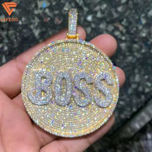 Custom Iced Out Boss Moissanite Colgante Hip Hop Joyería de lujo 925 Silver Vvs Moissanite Jewelry Hombre Colgante cubano