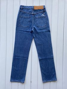jeans personalizados jean femme luxe Jeans para mujer Llegadas Cintura alta Parche ahuecado Logotipo bordado Decoración Casual Pantalones de mezclilla rectos azules