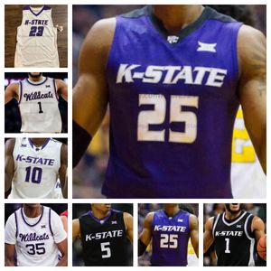 Camiseta de baloncesto personalizada de los Kansas State Wildcats NCAA Ques Glover camiseta cosida Cualquier nombre Número Hombres Mujeres Jóvenes Bordado David N'Guessan Dorian Finister