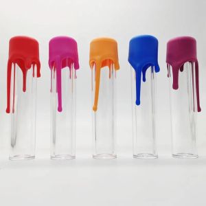 Logotipo personalizado Cilindro Tubos de vidrio de plástico Embalaje Etiqueta OEM para embalaje de tubos Colores UV de alto brillo Estampado en caliente Vacío ZZ