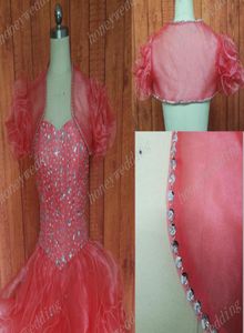 Custom Made ColourSize à volants manches courtes Organza Châle Robe de mariée Seersucker Haussement d'épaules Boléro Manteau Wrap Veste quinceanera Gown8806277