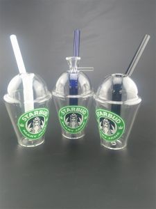 Por encargo Starbucks Cup Glass bong Mini Water Pipes dap rig y Oil Rigs 4.5inches Glass Bongs Hookah Smoke Accesorio